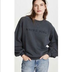 Anine Bing Esme Cotton Word Sweatshirt Size S